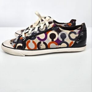 Coach Shoe Women 10 B Barrett Op Art Signature C Purple Gray Brown  Sneakers